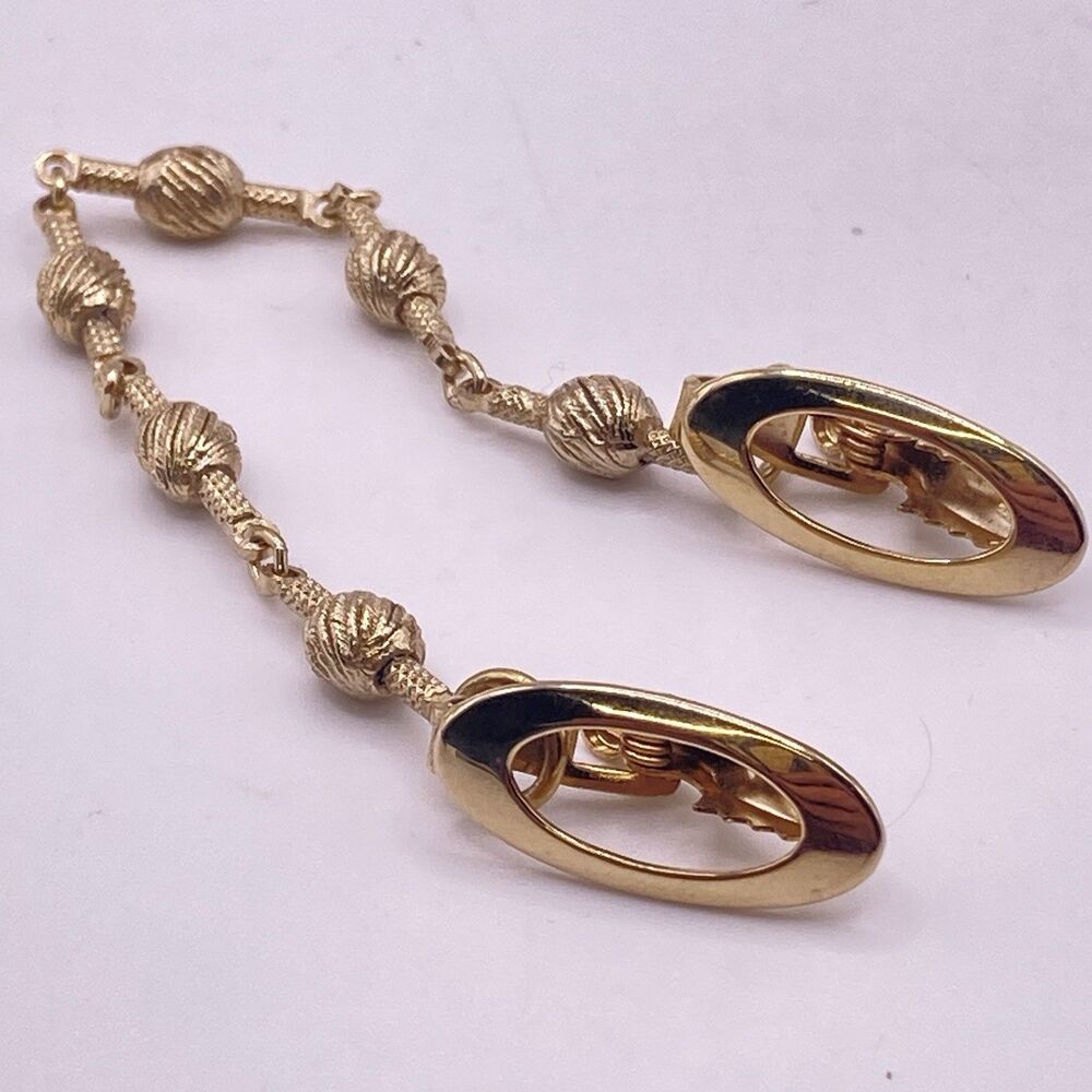 Vintage Sweater Clip Textures Beads Gold Tone Mid-Century